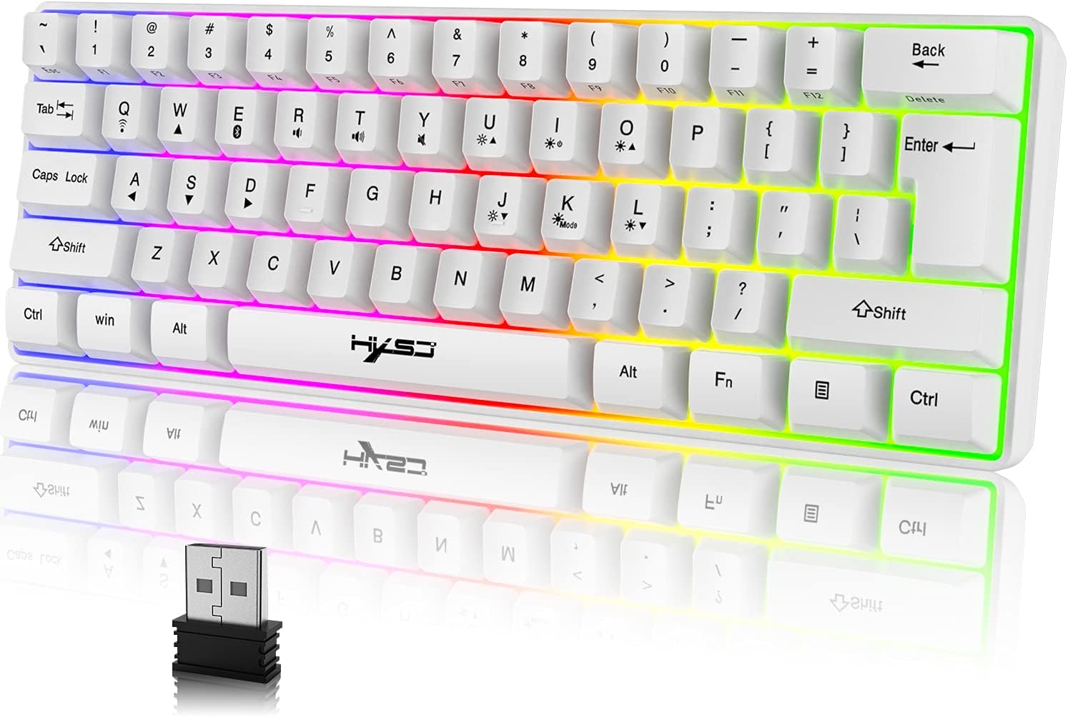 LexonElec Wireless Gaming Keyboard,61 Keys Ergonomic Waterproof Quiet Mechanical