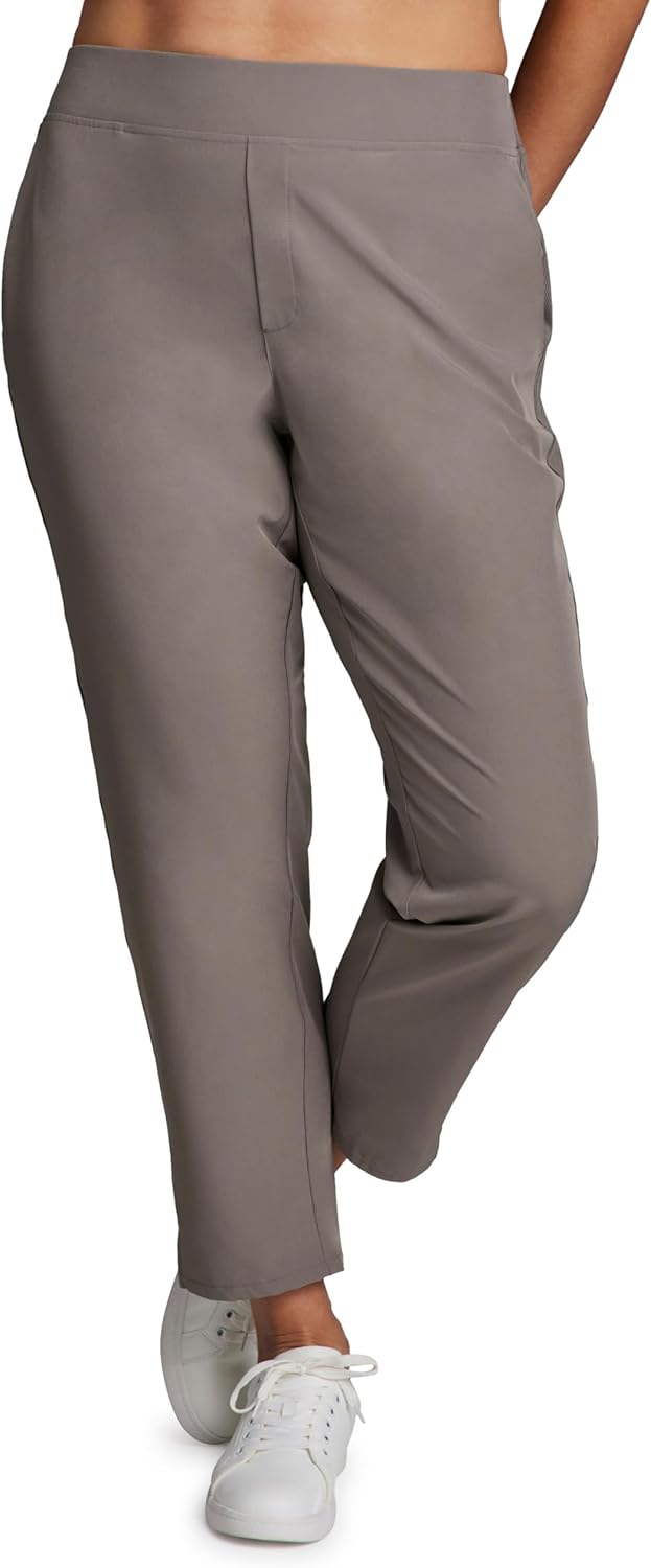 RBX Women's Plus Size Ankle Pant with Pockets Lightweight Quick Drying Woven Weekend Pants