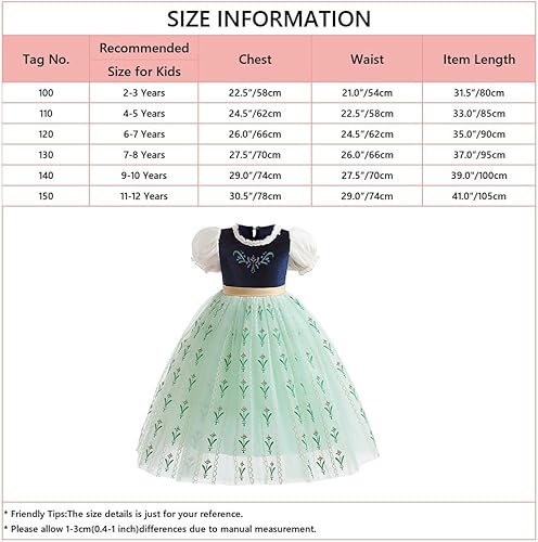 Miniatura 7 de CinheyU Disfraz de princesa Frozen Anna para niñas, vestido de tul para cumpleaños, Halloween, Navidad, fiesta, fiesta de noche (con accesorios)
