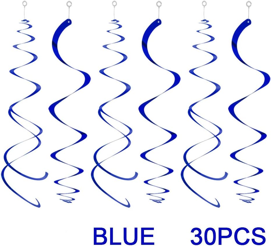 AimtoHome Party Swirl Decorations, Blue Ceiling Hanging Swirl Decoration, Whirls Decorations for Party, Pack of 30