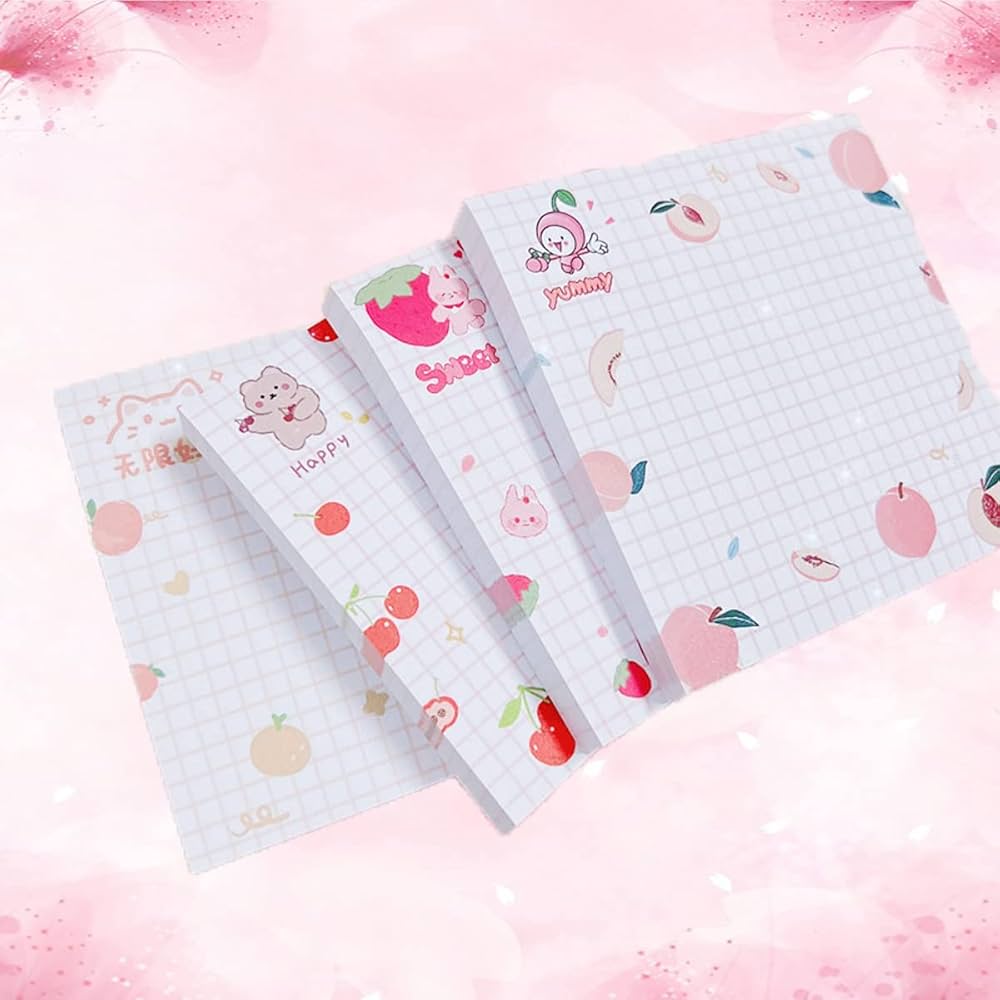Cute Sticky Notes, 4Pack(320 Sheets) Kawaii Sticky Notes 3.1x3.1in Self-Stick Note Pads Colorful Super Sticky Note Pads Unique Cute Fruit Patterns Sticky Notes (4 Fruit Sticky Notes) : Amazon.ca: Office Products