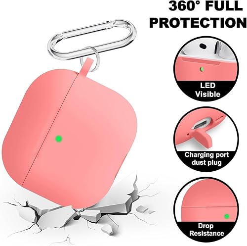 Vista 279 de Funda compatible con AirPods de tercera generación, accesorios de protección de silicona con llavero y kit de limpiador para mujeres y hombres, LED