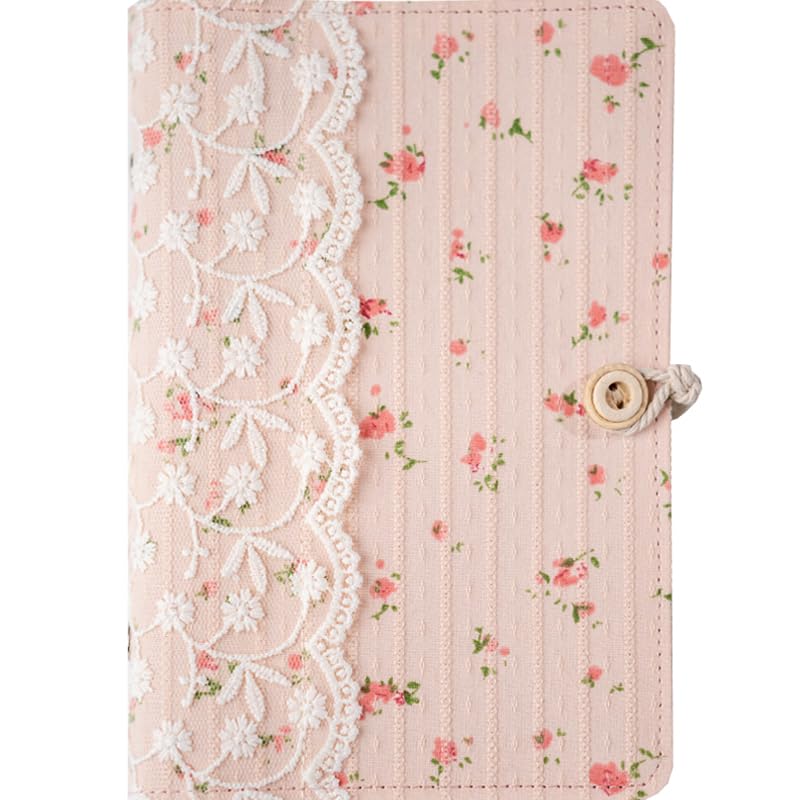 Loseblatt-Notizbuch Spitze rosa dichte Blumen Baumwolle lose Blatt A5A6A7 BinderJournal Notizbuch Tagebuch Cover handgefertigt(Dark Pink,Loose Leaf A6)