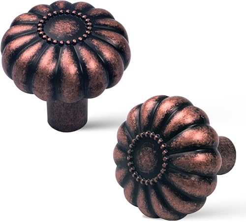 Xlroaafs Paquete de 10 pomos de bronce aceitado para armario, pomos y manijas de bronce antiguo de 1-14 pulgadas para armarios y cajones, pomos de
