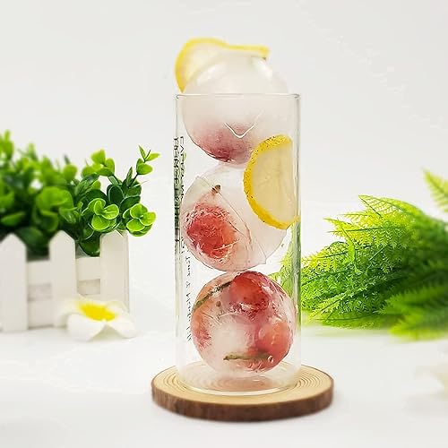 Miniatura 7 de Vasos de whisky Rocks, juego de 4 (2 vasos de cristal de bourbon, 2 moldes redondos de bolas de hielo grandes) en caja de regalo, vasos antiguos de