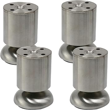 4Pcs Stainless Steel Adjustable Furniture Legs Cabinet Leg, Roun Adjustable Foot Wardrobe Foot Bed Feet Couch Feet Furniture Leg Furniture Feet Leg for Desk 40cm/15.7in,Silver