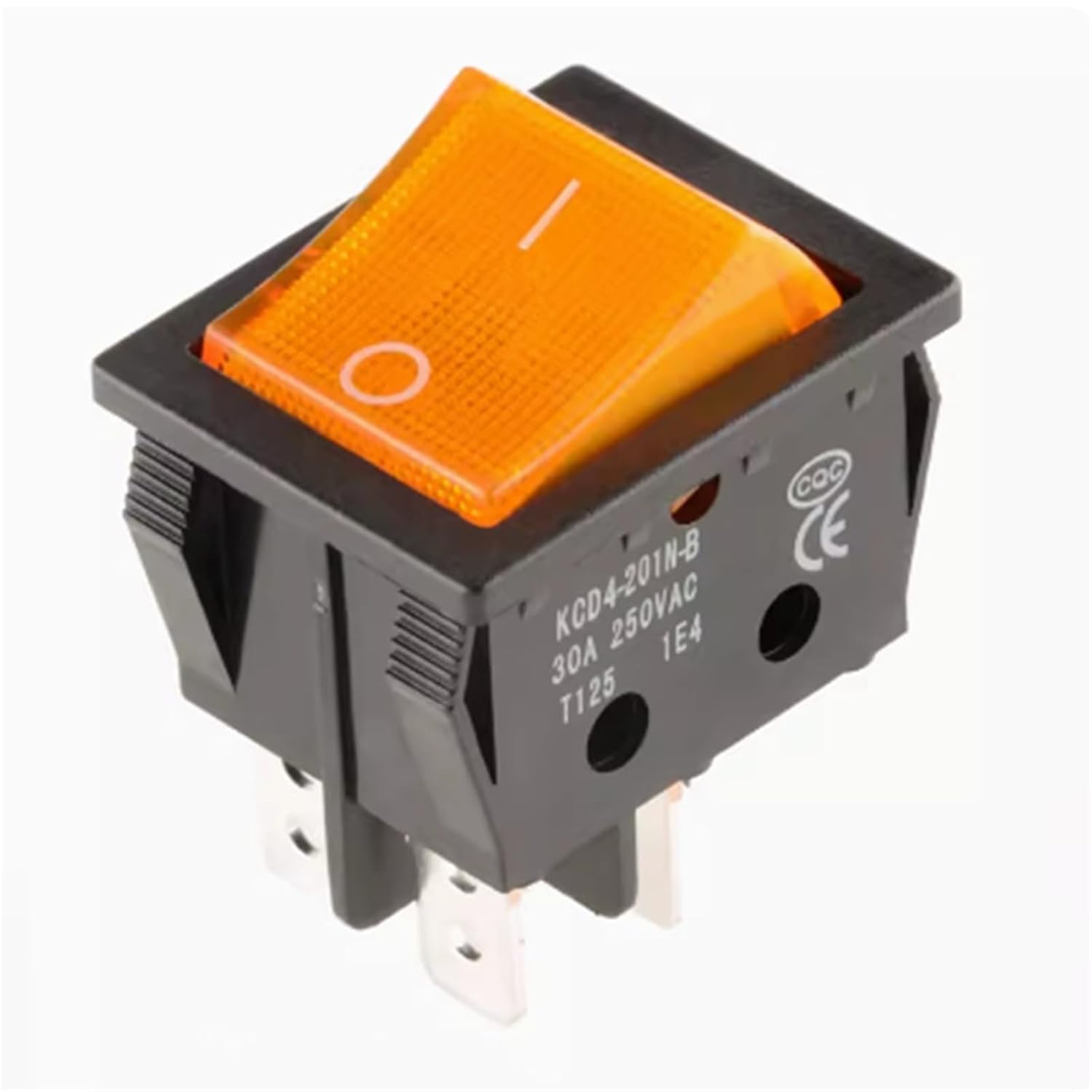 Switch Rocker 25x31mm ON-Off 2 Position 30A 250V 4PIN 1Pcs(4P2T Yellow Light)