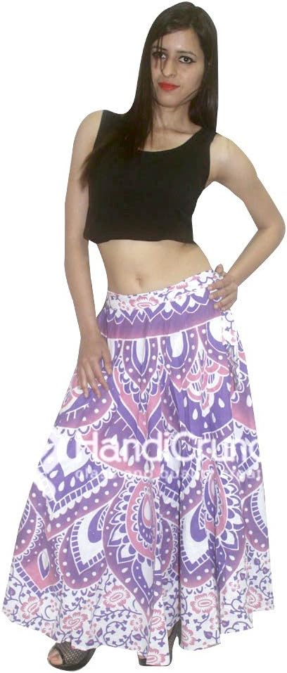 HANDMADE EXPORTS 100% Cotton Wrap Around Skirt Ombre Mandala Print Bohemian-Style Adjustable Mandala Print Casual Wear for Women