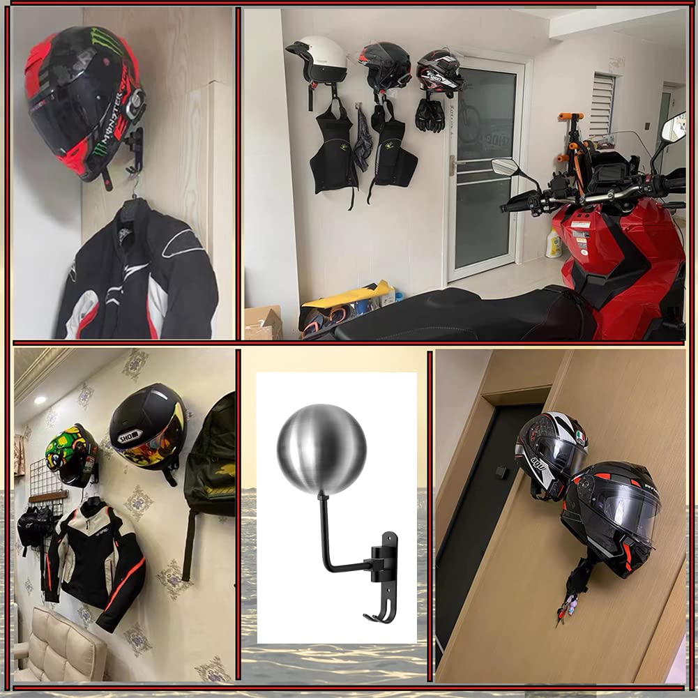 motofans Helmet Holder Wall Mounted Motorcycle Helmet Hat Holder Aluminium Alloy and Stainless Steel Ball (Pack of 2) - Image 3