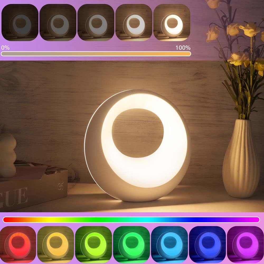 HHRLCH Ładowana stołowa RGB z pilotem 9 trybów Możliwość przyciemniania Mała lampka nocna na USB z możliwością ładowania, do sypialni i salonu