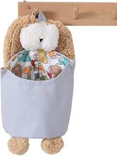 Baby Bedside Bag, Hangable Diaper Organizer, Rabbit Shape Milk Bottle & Bib Organizer, Multifunctional Crib Nappy Caddy, Perfect for Nursery Room Storage, 8.46x11.81x5.31 inches