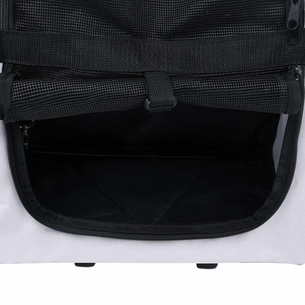 Grey Fabric Collapsible Pet Trolley Rectangular Foldable Multipurpose Carrier for Dogs Cats Rabbits Up to 22 lbs with Adjustable Features and Mesh Panels for Ventilation