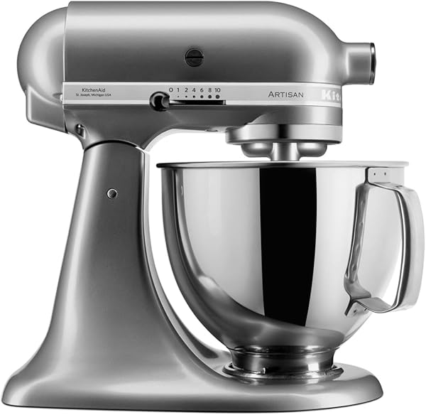 KitchenAid Robot Pâtissier - Artisan - Robot cuisine multifonctions à tête inclinable - Batteur avec 5 accessoires et 2 bols inox de 4,8 et 3 L - Jaune pastel - 5