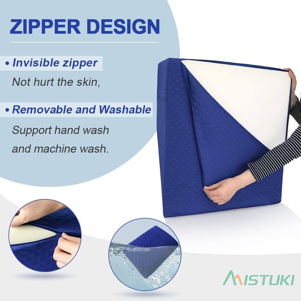 Leg Elevation Pillow Case Contour Leg Wedge Cover Case Only Knee Pillowcase Replacement Feet Lift Rest Surgery Recovery Bed Pillows Covers with Pocket ，Washable Protector （24 X 21 X 8）