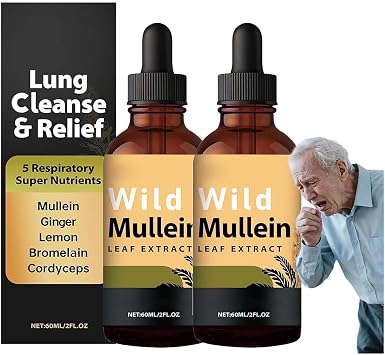 Wild Mullein, Wild Mullein Drops, Natural Wild Mullein Leaf Extract, for Men & Women 2PC