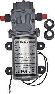 CYBERNOVA DC24V 6L/MIN Rückfluss-Membranpumpe Selbstansaugende Wasserpumpe mit geringem Geräuschpegel für Kühlung/Staubentfernung/Garten- und Wohnmobilreinigung/Bewässerung/Sprühung (24-HB)