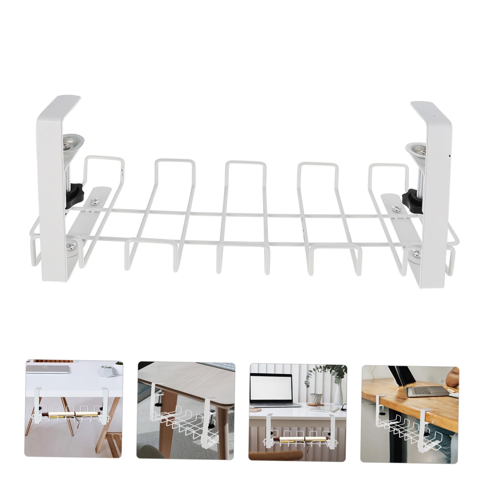 Toddmomy Rack de Rangement de Câbles Support de Câbles sous Bureau Panier de Rangement en Acier Carbone Fixation