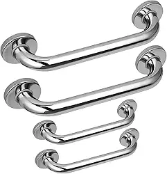 Barra de Segurança para Banheiro em Aço Inoxidável 304 - Barra de Apoio Antiderrapante para Montagem em Parede Destinada a Idosos e Deficientes (Acessibilidade) - (Duplo 40CM + Duplo 60CM)