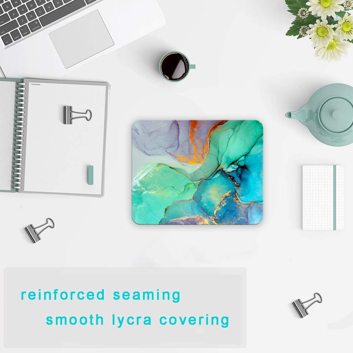 DOOKE Gaming Mouse Pad, Cute Rectangle Mouse Mat with Anti Slip Rubber Water-Resistant Surface for Desktops, Computers, Ideal for Work or Gaming,Green Gold