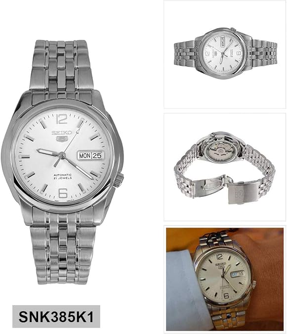 SEIKO Series 5 Automatic White Dial Men's Watch SNK385