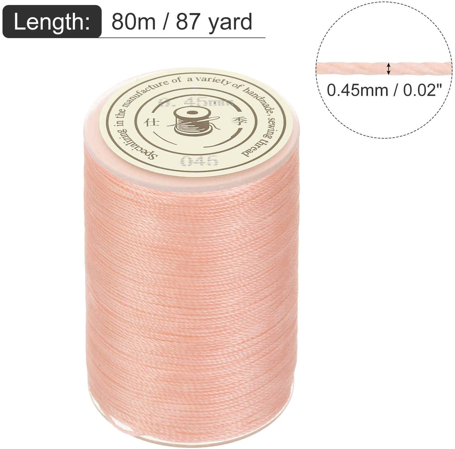MECCANIXITY Waxed Cord 0.45mm Waxed Thread 87 Yard Wax String Leather Cord for Bracelet Making, Necklaces, Beading, Jewelry Making and DIY Crafts (Light Pink)