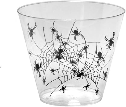 Party Essentials N92042-2 Disposable Plastic Halloween Party Cups/Glasses, Spider Print, 9-Ounce., 40-Count