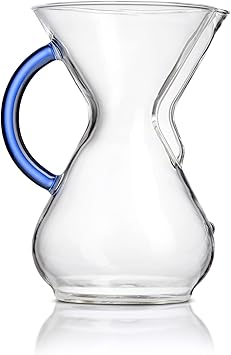 Chemex Pour-Over Glass Coffeemaker - Colored Glass Handle Series - 6-Cup Sapphire - Exclusive Packaging