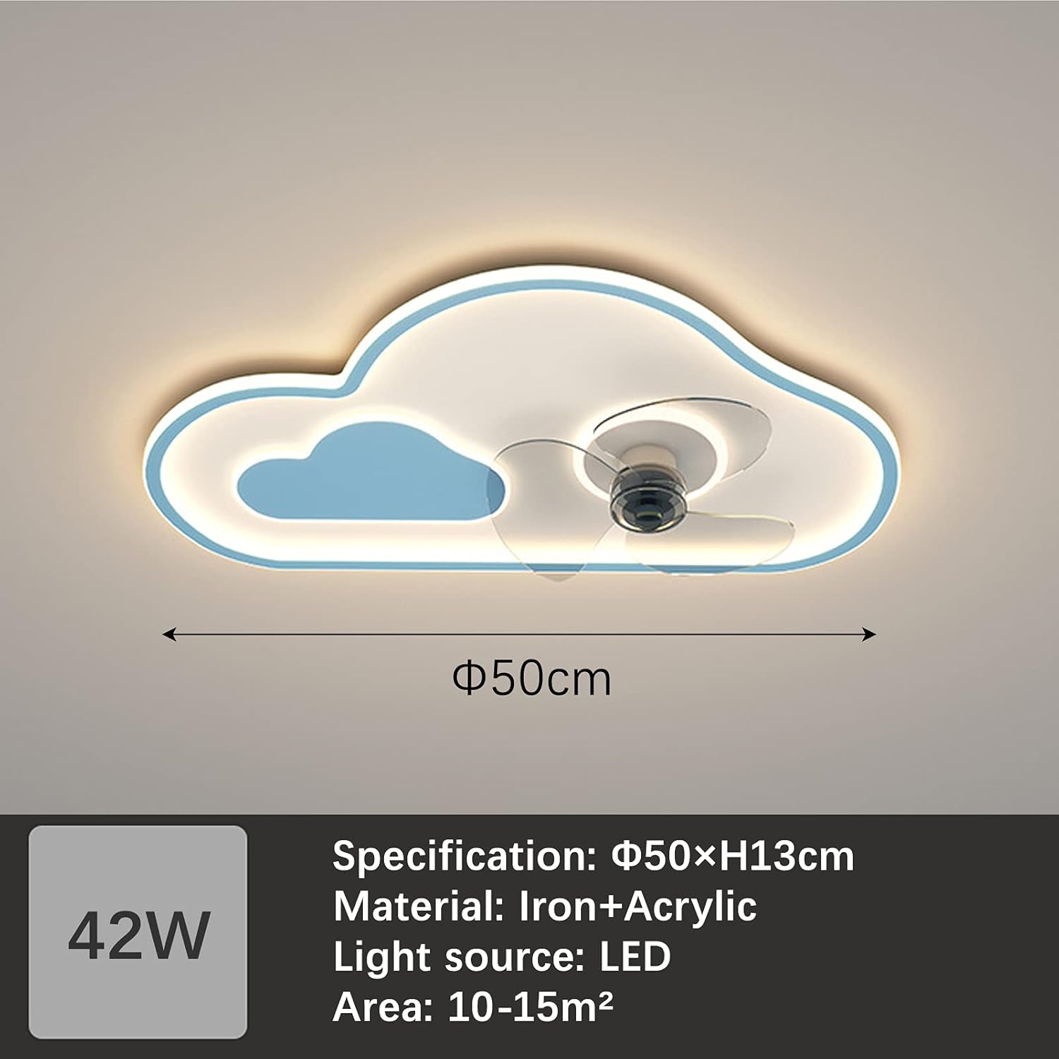 YUEGOO Ceiling Fan with Lighting Ceiling Fans with Lights for Bedroom 3 Speeds Ceiling Fans with Lamps,and Remote Ceiling Fan with Lighting Led Light Fan Light Dimmable Living Room/Blue