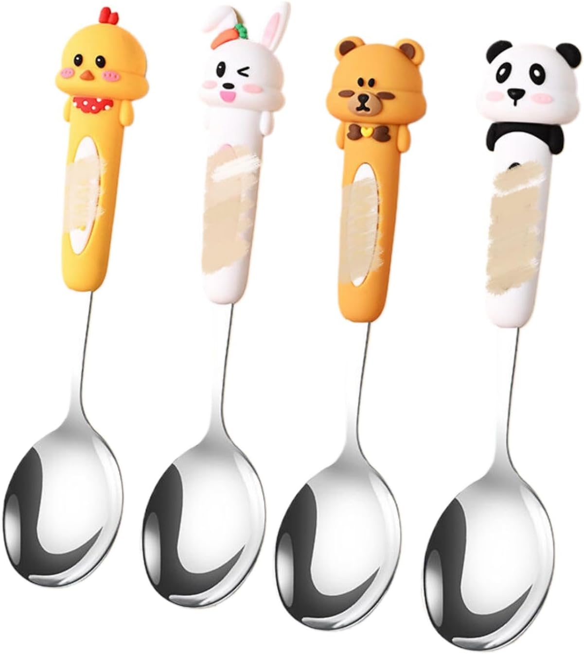 可爱勺子 Stainless Steel Long handled soup spoons，Spoons,Meal spoon 304不锈钢汤勺家用调羹小孩专用吃饭勺 Household Cleaning，Kitchen Storage Essentials