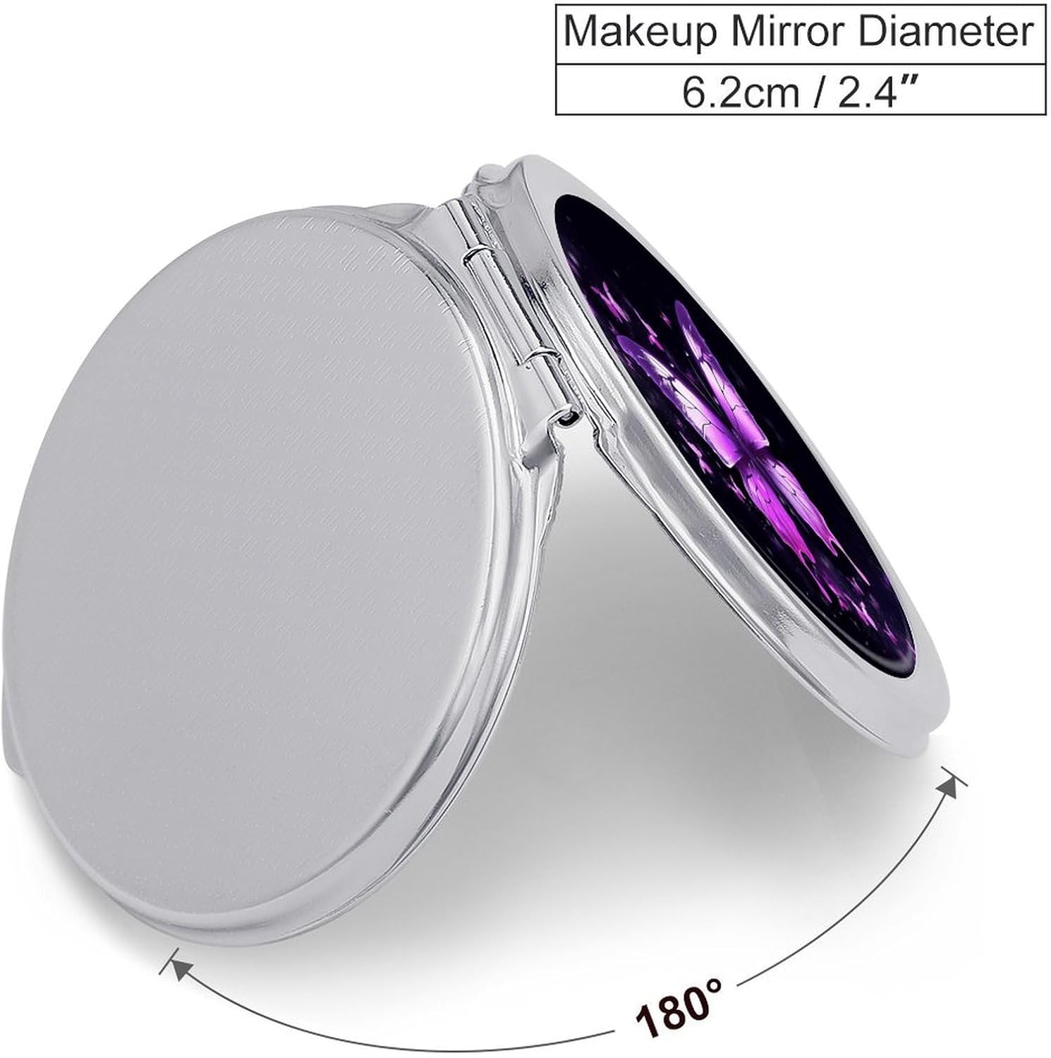Butterfly Purple Portable Makeup Mirror, Sided Travel Hand Mirror Mini Folding Mirror for Precise Makeup Women Daily Use