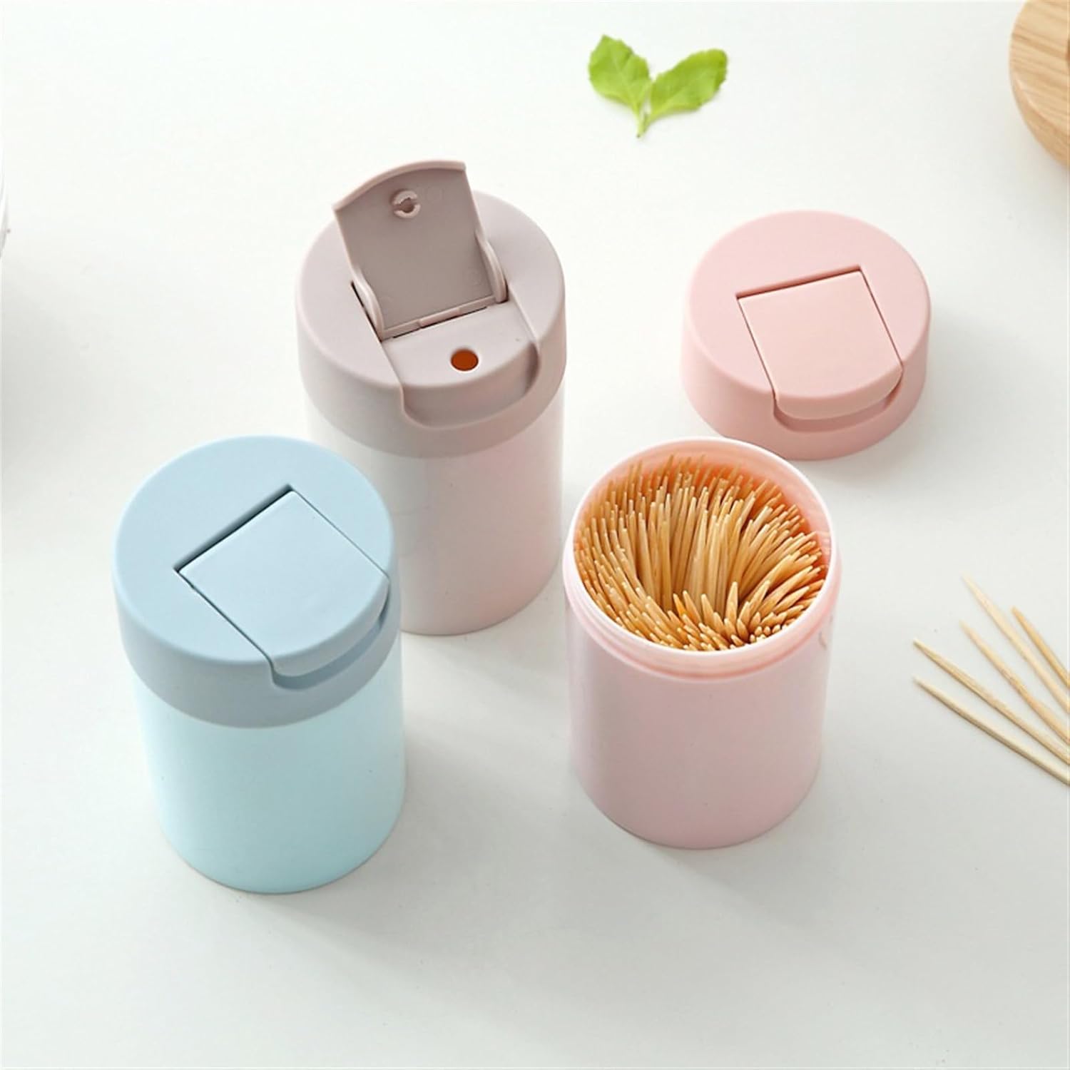 WAOCEO Toothpick Holder Creative Home, Automatic Pop-Up Toothpick Box, Household Press, Toothpick Case, Portable Toothpick Holder, Home Supplies Toothpick Dispenser (Color : Blauw)
