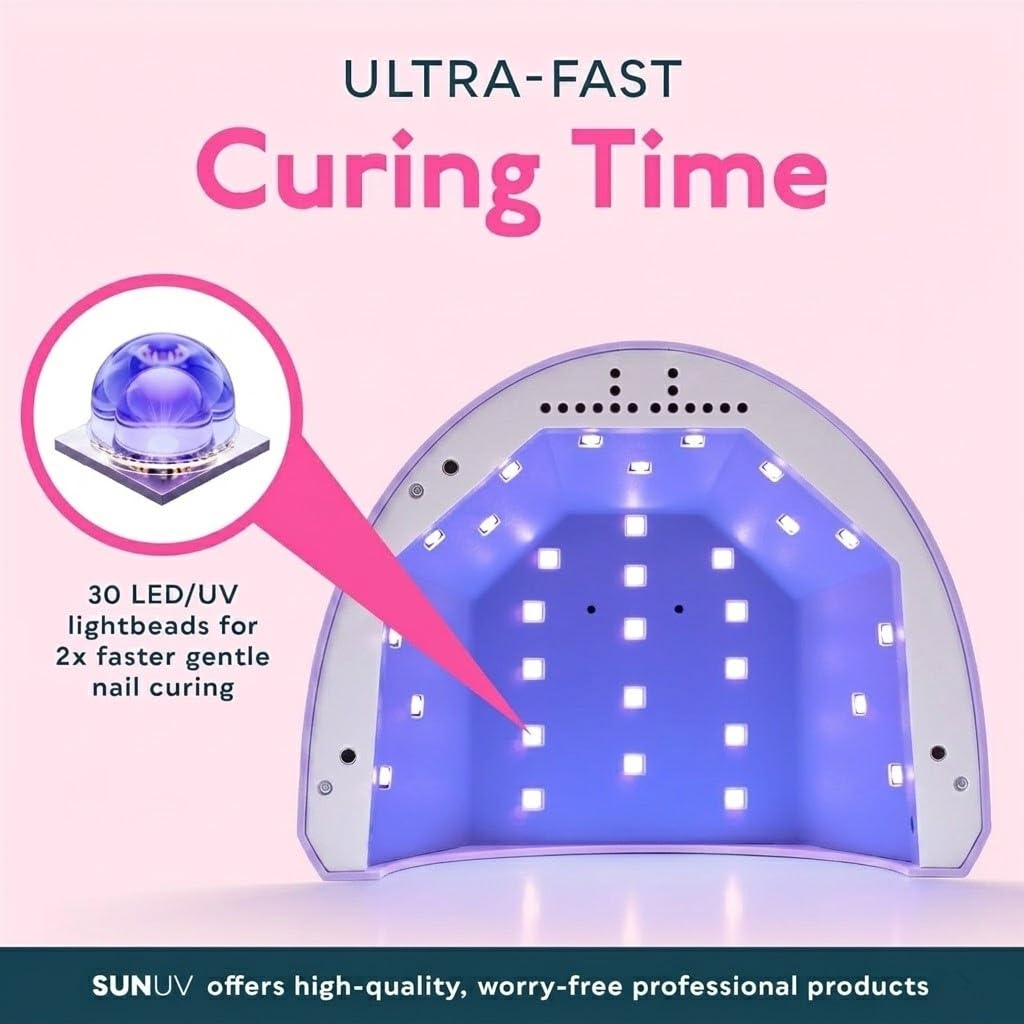 SUNUV UV LED Nail Lamp for Gel Polish, Professional UV Light Nail Dryer with 3 Timer Settings and Auto Sensor, Manicure Acrylic Art Gel Curing Tools Home DIY Salon, Gift for Women, SUNone Purple