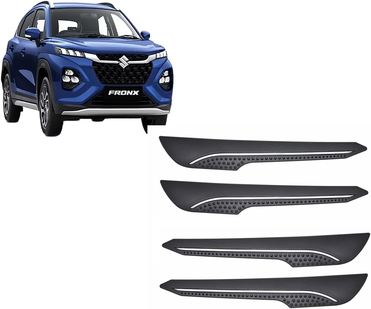 Car Accessories - Car Bumper Guard Scratch Protector Compatible with Maruti Fronx Accessories All - Durable & Flexible Design (Set of 4 Pieces)
