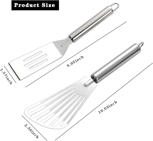 Miniatura 2 de Juego de 4 espátulas de servir mini brownies para servir con espátula de pescado y mini espátula de acero inoxidable, antiadherente, fácil de