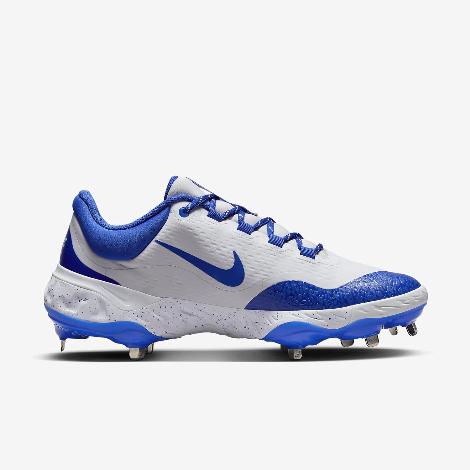 Nike Alpha Huarache Elite 4 Low Baseball Cleats (FD2745-108, White/Hyper Royal) Size 7.5