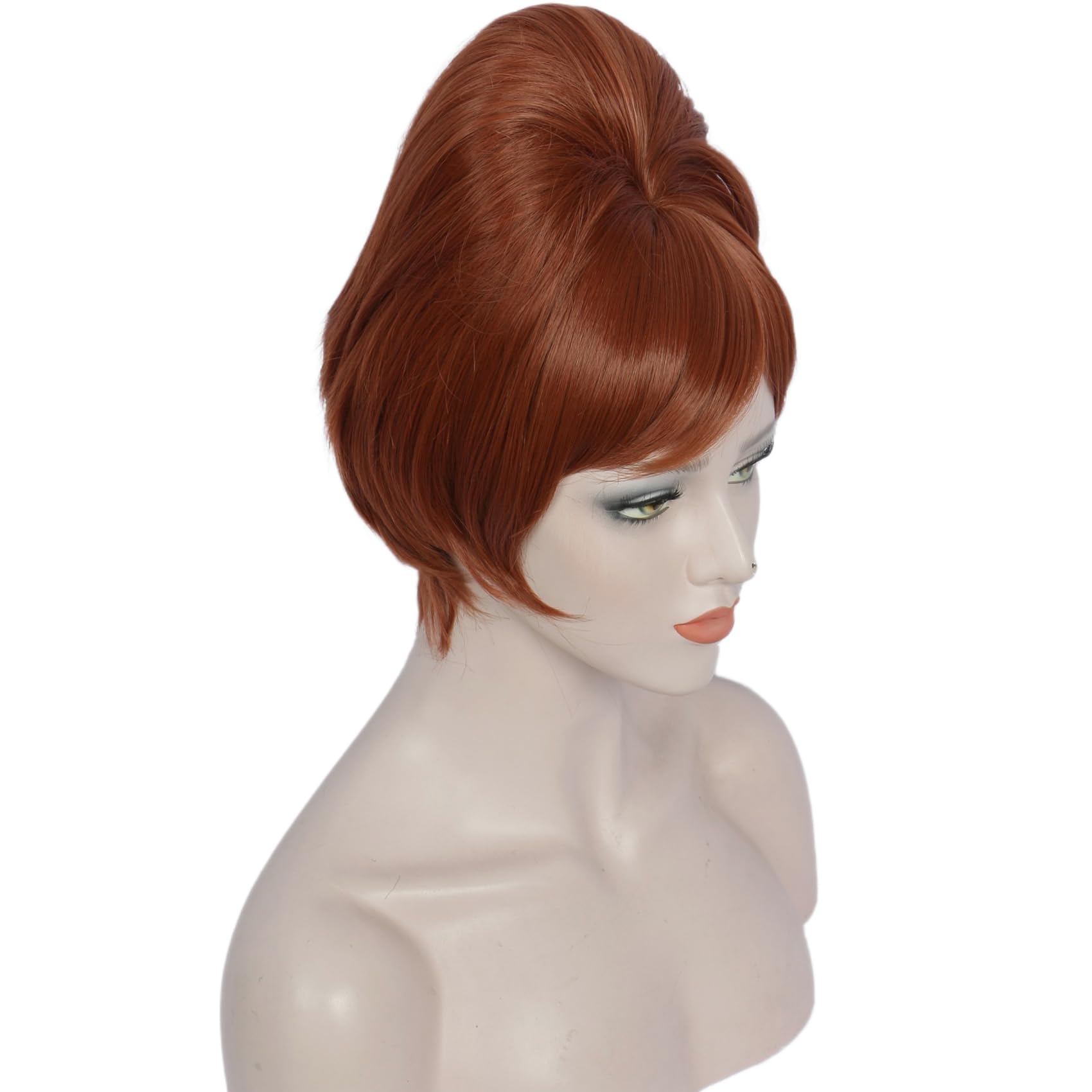 Linfairy 1960s Short Beehive Wig Perfect for Halloween Party Cosplay Bauffant Wigs (Brown), 54 à 61 cm - Image 2