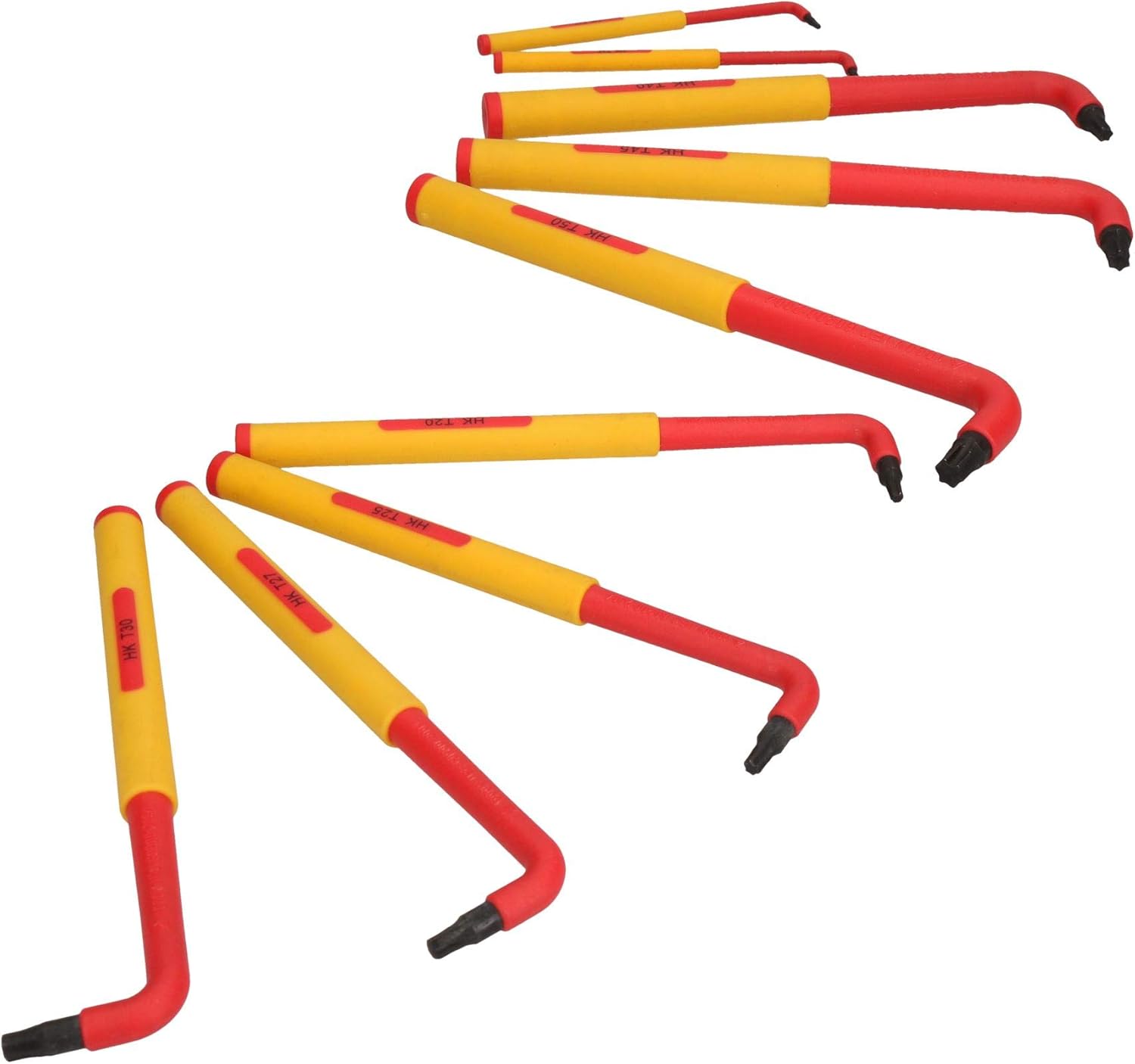 VDE Insulated Long Star Torx Keys T10 - T50 9pc Up To 1000V AC Protection