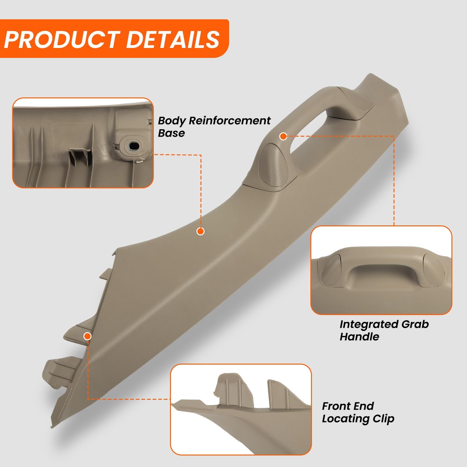 Driver Side A-Pillar Grab Handle Compatible with 2007-2022 Toyota Tundra Sequoia Interior Front Pillar Garnish Trim Panel Assist Handle Replaces 62220-0C050-E0 62220-0C060-E0 (Sand Beige)