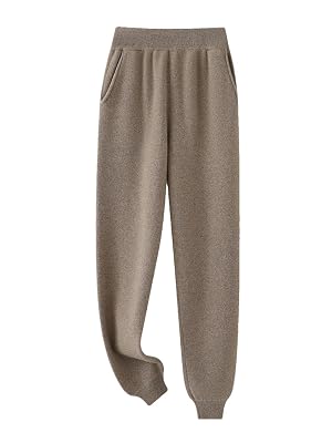 Womens Winter Middle Waist Pencil Pants 100 Merino Wool Thick Warm Trousers Basic Casual Soft Knit Pants