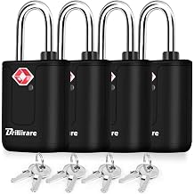 4 Pack TSA Approved Luggage Locks with Keys, Travel Padlock, Solid Waterproof Keyed Suitcase Lock Unbreakable, Outdoor Lock for Lockers, Bags, Backpack, Gym, Gate, Anti Theft-Black