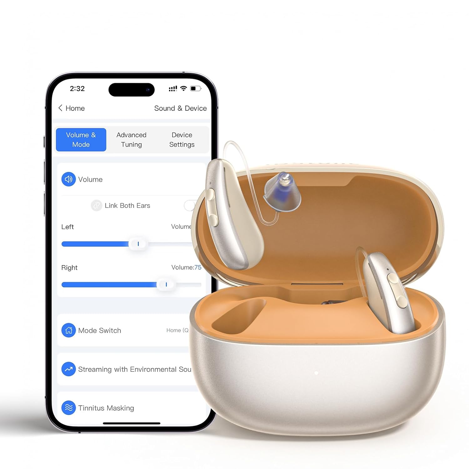 iBstone AuraLink Bluetooth OTC Hearing Aids for Seniors Adults, App-Controlled for Precise Fitting, AI Noise Reduction, Bluetooth 5.4 for Phone Call & Music Streaming, Compatible with iOS & Android