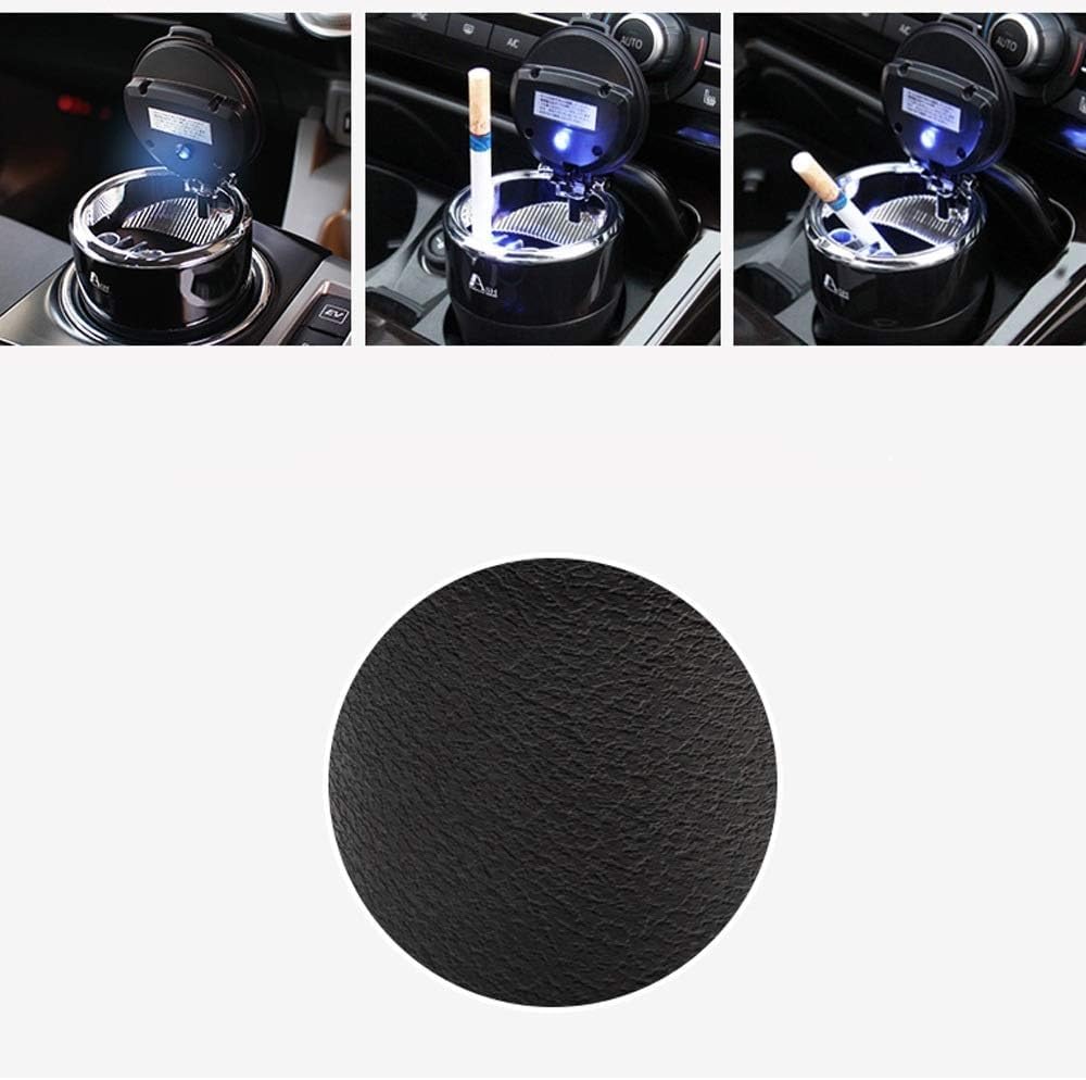 Ashtray- Car Ashtray Smokeless Vehicle Cigar Portable Cup Holder with Light Stainless Steel