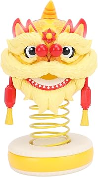 Focket Lion Dance Nodding Figure, Innovative Spring Design with Aromatherapy Function for Car Home Office Decoration