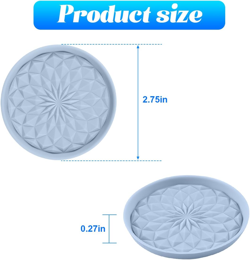 Zpana Car Coaster, 4PCS Silicone Non Slip Vehicle Cup Holders Insert Mat, Waterproof Automotive Interior Cupholder Embedded Protection Pad Accessories, Universal for SUV, Sedan, Truck(Light Blue)