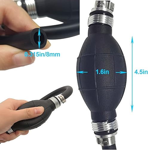 Miniatura 6 de Conjunto universal de línea de combustible de 5/16 pulgadas y 0.315 in con bombilla de imprimación, abrazaderas de manguera de acero para motores