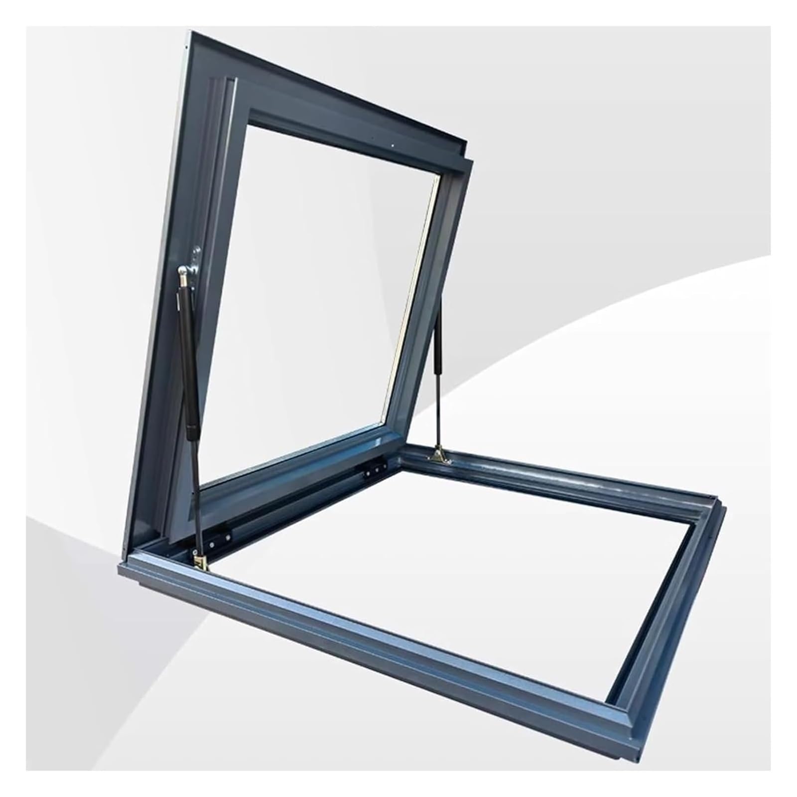 Ykmyxz Grey(Lxw) Skylight Window, Underground Lighting Well Window With Double Layer Glass, Attic Small Roof Escape Hatch Cover(60X100cm)