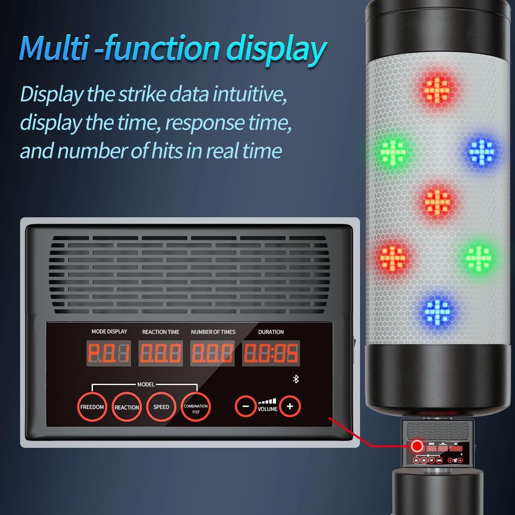 Music Punching Bag 75" with 2 Pairs of Gloves,4 Training Modes,Scoring,Light,Music,Smart Boxing Bag for Home Office Gym