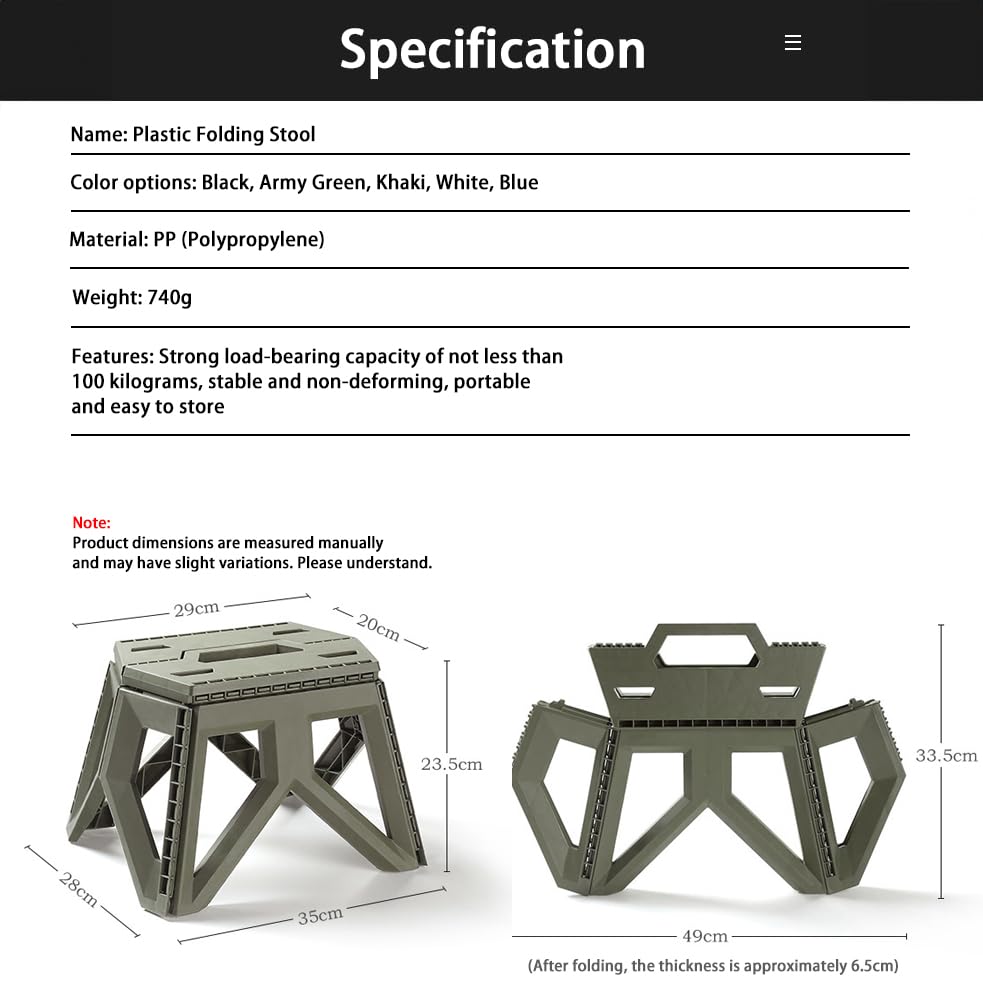 QUMOX Step Stool for Adults, Folding Step Stool with Load Capacity of 220 Pounds, Small Steps Conveniently used as Stools to Sit on for Camping/Outdoor/Indoor/Bedroom/Bathroom (Khaki)