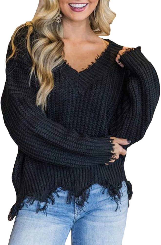 Ragged Sweater Fringe Tassel Frayed 
