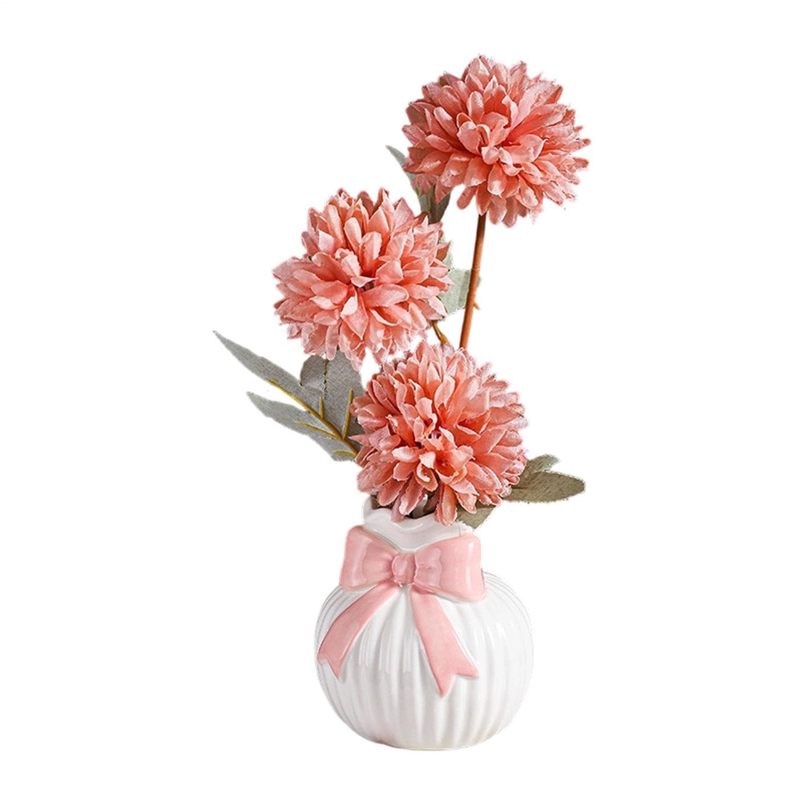 Jarrón decorativo de cerámica hecho a mano con acabado estético floral para mesas de salón